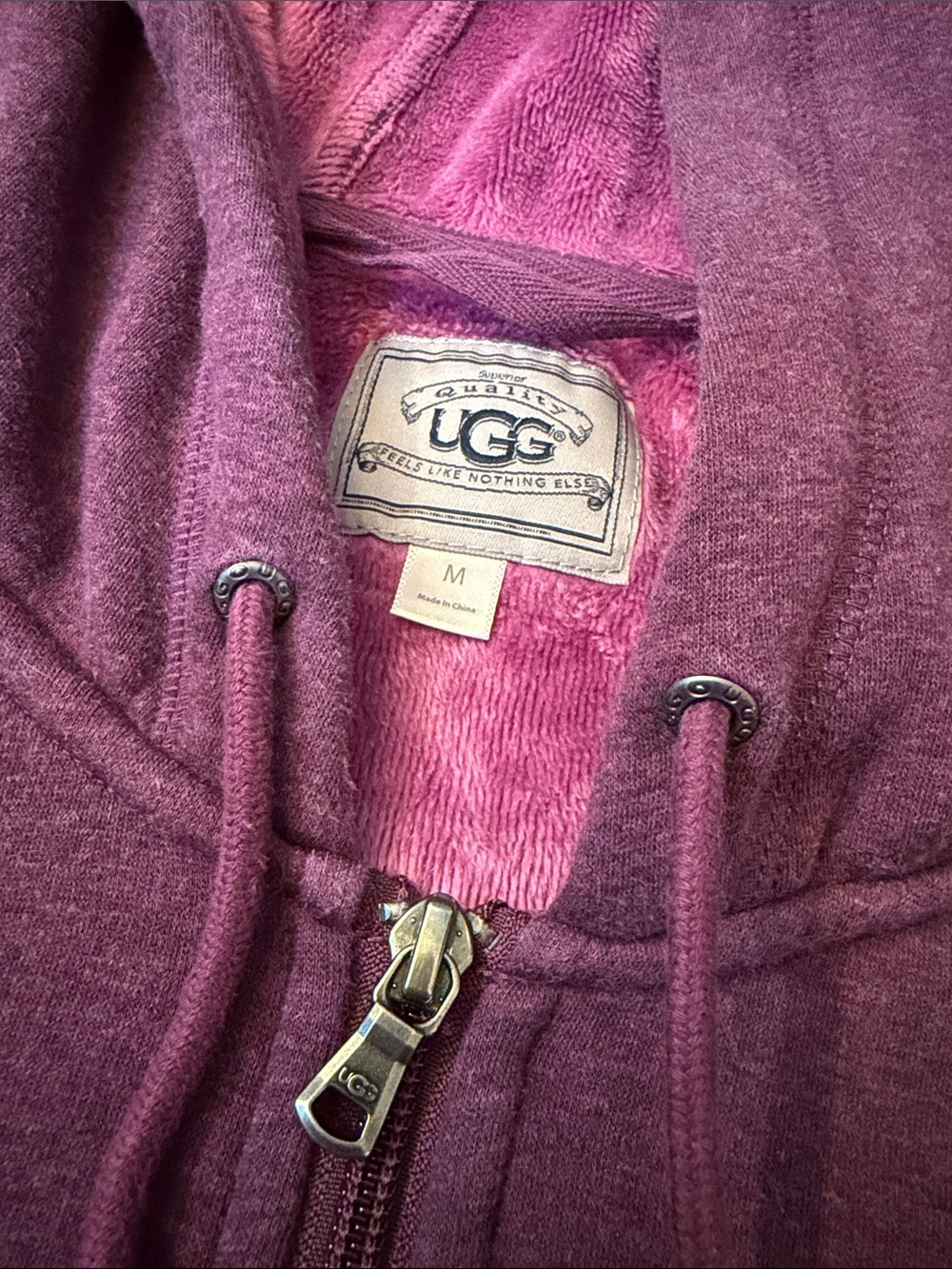 UGG Benson Hoodie Fleece Zip-Up Hooded Jacket in Plum Size Medium - Picture 6 of 9